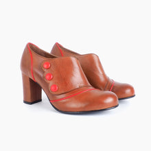 Load image into Gallery viewer, Berta brown and red Booty, 3-Inch Square Heel
